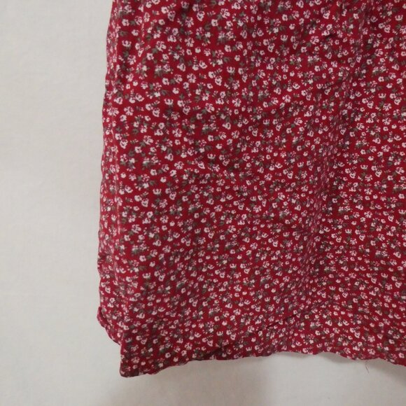 HOLLISTER CALIFORNIA - Regular | xs | Red Floral Puff Sleeve Mini Dress - Picture 7 of 14
